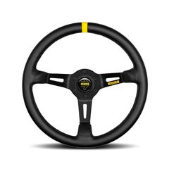 Γνήσιο Τιμόνι Momo Mod. 08 Tulip (88 mm), Μαύρο Δέρμα, Μαύρες Ακτίνες - 35 cm