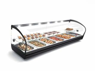 ΠΡΟΣΦΟΡΑ!!! Sayl CK26L (119x39,5x27cm - 6x GN 1/3 x4cm - Θερμοκρασία: +80°C - LED - 720Watt/230V ) SHARK 2P Επιτραπέζια Βιτρίνα Μπαίν Μαρί για Λεκανάκια με 1 Ράφι