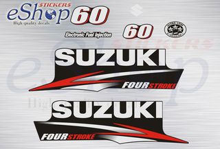 Αυτοκόλλητα σετ για Suzuki τετράχρονη df 60 Hp (Μαύρη μηχανή) 2010