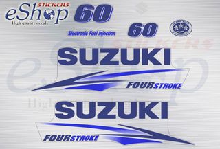 Αυτοκόλλητα σετ για Suzuki τετράχρονη df 60 Hp (Λευκή μηχανή) 2010