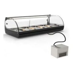 ΠΡΟΣΦΟΡΑ!!! SAYL V6GRP (119x39,5x24,5cm - Θερμοκρασία: +2/+6°C - LED - 90Watt/230V ) CLASSIC 1P Επιτραπέζια Ψυχόμενη Βιτρίνα με Ψυχόμενη Επιφάνεια & Διαιρούμενο Μηχάνημα Ψύξης