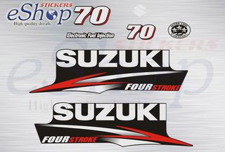 Αυτοκόλλητα σετ για Suzuki τετράχρονη df 70 Hp (Μαύρη μηχανή) 2010