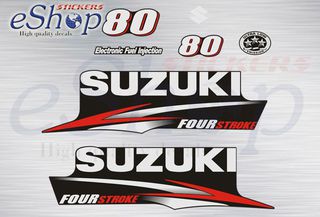 Αυτοκόλλητα σετ για Suzuki τετράχρονη df 80 Hp (Μαύρη μηχανή) 2010