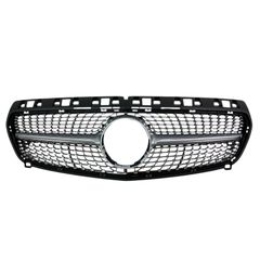 Μάσκα Mercedes W176 A-Class (2013-2015) - Diamond design, μάυρη με πλαίσιο χρωμίου