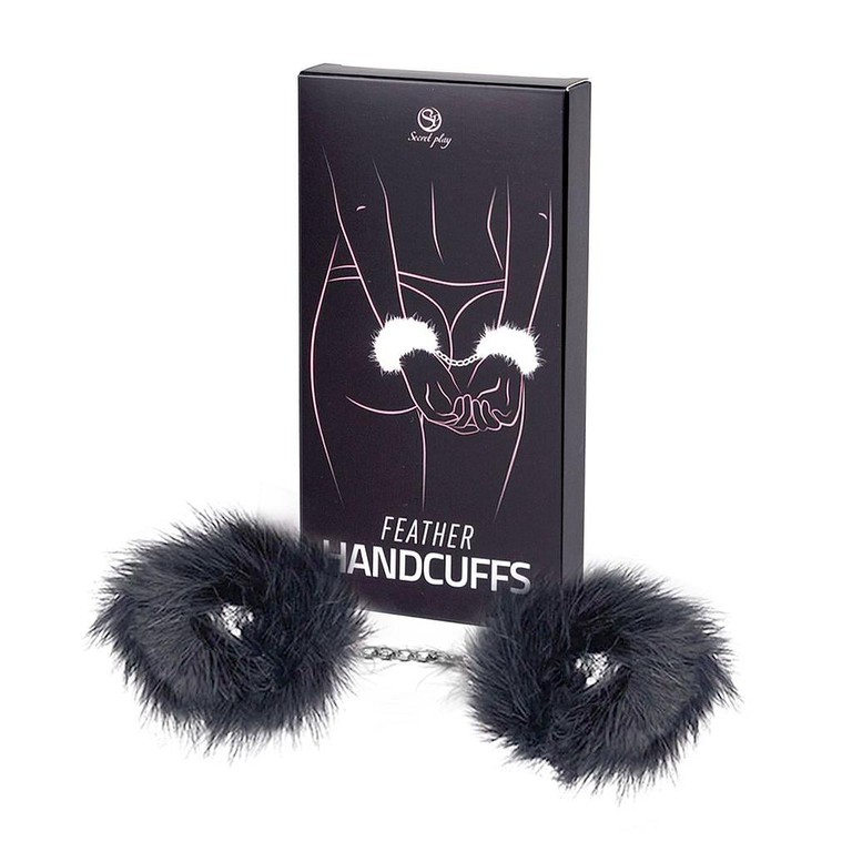 Secret Play Marabou Handcuffs Keyless Locking System- Black