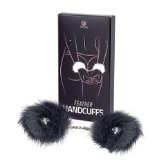 Secret Play Marabou Handcuffs Keyless Locking System- Black