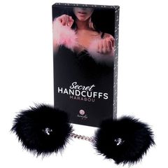 Secret Play Marabou Handcuffs Keyless Locking System- Black-thumb-1