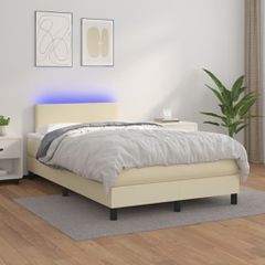 Κρεβάτι Boxspring με Στρώμα & LED Κρεμ 120x200 εκ. Συνθ. Δέρμα 3134095