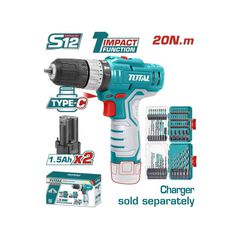 TOSLI241197E Δραπανοκατσάβιδο Μπαταρίας 12V (2x1.5Ah) - ΜΕ ΜΠΑΤΑΡΙΑ & ΦΟΡΤΙΣΤΗ - TOTAL (#TOSLI241197E)