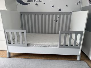 Σετ βρεφικό κρεβάτι και συρταριέρα Santa Bebe Flora Λευκό/Γκρι