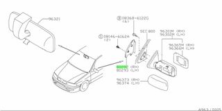 ΚΑΛΥΜΜΑ ΔΕΞΙΟΥ ΚΑΘΡΕΠΤΗ ΕΣΩΤΕΡΙΚΟ   NISSAN PRIMERA P11   802922F010