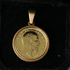 Μενταγιόν Λίρα Αγγλίας σε στεφάνι Εδουάρδος επίχρυση σε θήκη κολιέ κρεμαστό 22Κ plated