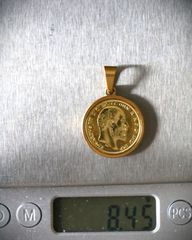 Μενταγιόν Λίρα Αγγλίας σε στεφάνι Εδουάρδος επίχρυση σε θήκη κολιέ κρεμαστό 22Κ plated-thumb-4