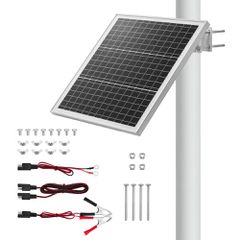 Φορτιστής μπαταρίας ηλιακού πάνελ VEVOR 20W 12V, Συντηρητής ηλιακού φορτιστή μπαταρίας με ενσωματωμένο χειριστήριο και ρυθμιζόμενη βάση στήριξης σε στύλο 0-60°, IP67 για φράχτη πύλης και γκαζόν αγροκτ