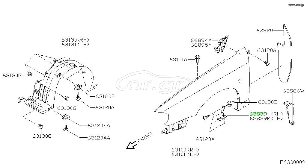 ΠΛΑΣΤΙΚΟ ΚΑΛΥΜΜΑ ΛΑΣΠΩΤΗΡΑ ΕΜΠΡΟΣ ΔΕΞΙΑ NISSAN  ALMERA N16    63838BM400