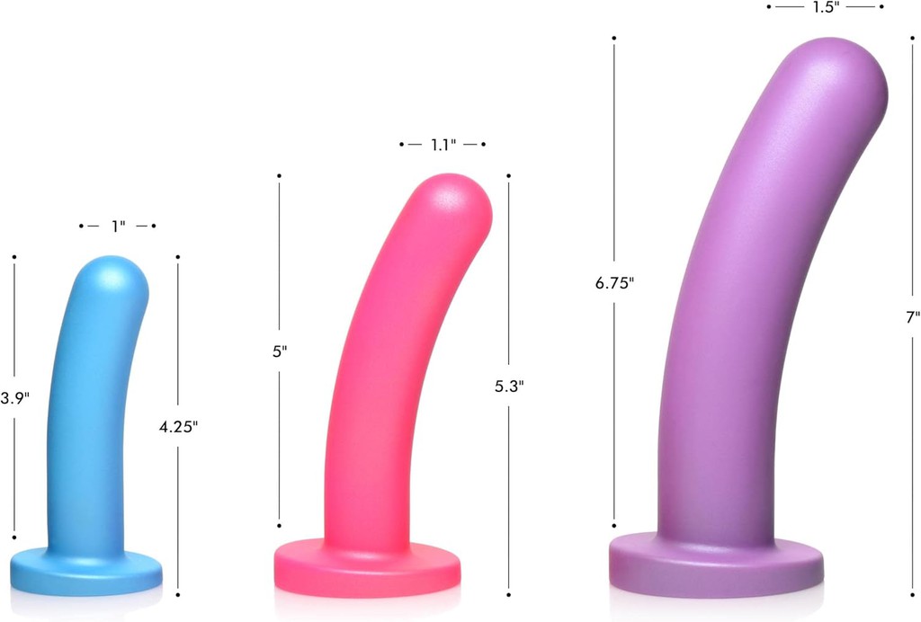 Strap-U Triple Peg 28X Vibrating Silicone Dildo Set w/ Remote