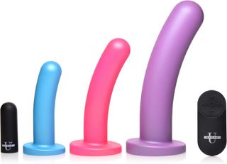 Strap-U Triple Peg 28X Vibrating Silicone Dildo Set w/ Remote-thumb-1