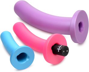 Strap-U Triple Peg 28X Vibrating Silicone Dildo Set w/ Remote-thumb-3
