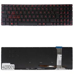 Deutsche Tastatur für Laptop - German Laptop Keyboard για Asus GL551 GL752 G551 G551J G551JX G551JK G551JM G551JW G58VW N551 N751 N751J N751JK N751JX 0KNB0-662CUS00 DE No Frame Backlight Black Red Key