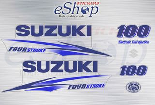 Αυτοκόλλητα σετ για Suzuki τετράχρονη εξωλέμβια df 100 Hp (Λευκή μηχανή) 2010