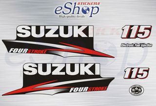 Αυτοκόλλητα σετ για Suzuki τετράχρονη εξωλέμβια df 115 Hp (Μαύρη μηχανή) 2010