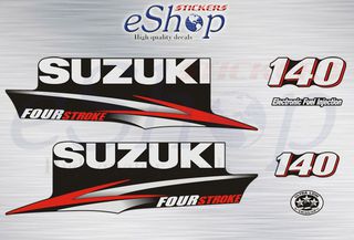 Αυτοκόλλητα σετ για Suzuki τετράχρονη εξωλέμβια df 140 Hp (Μαύρη μηχανή) 2010