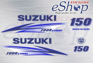 Αυτοκόλλητα σετ για Suzuki τετράχρονης εξωλέμβιας df 150 Hp (Λευκή μηχανή) 2010