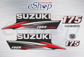 Αυτοκόλλητα σετ για Suzuki τετράχρονη εξωλέμβια df 175 Hp (Μαύρη μηχανή) 2010