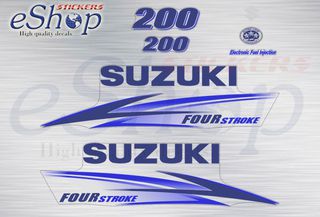 Αυτοκόλλητα σετ για Suzuki τετράχρονη εξωλέμβια df 200 Hp (Λευκή μηχανή) 2010