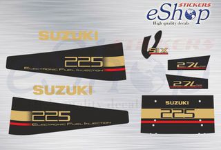 Αυτοκόλλητα σετ για Suzuki 225 Hp V6 δίχρονης έκδοση 1990 (γκρι μηχανή)
