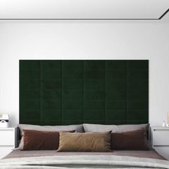 vidaXL Κεφαλάρι Τοίχου 12 pcs Σκούρο Πράσινο Βελούδο