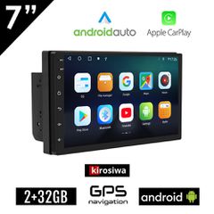Kirosiwa Android οθόνη 7" αυτοκινήτου 2+32GB με WI-FI Ελληνικό GPS Apple Carplay Bluetooth Android Auto Playstore Youtube ηχοσύστημα 2GB 32GB ιντσών οθόνη αφής USB Navi OEM 2DIN Mirrorlink Universal 4