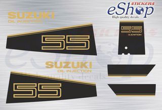 Αυτοκόλλητα σετ για Suzuki 55 Hp oil injection δίχρονης έκδοση 1988 1990