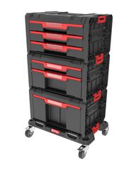 Σετ εργαλειοθήκες SYSTEM PRO DRAWER SET 5 σε πύργο Περιέχει: 1 Βάση με ρόδες TRANSPORT PLATFORM 506X325X140mm εως 100Kg 1 Εργαλειοθήκη DRAWER 1 με ένα συρτάρι 450X310X244mm 4,5L 1 Εργαλειοθήκη DRAWER