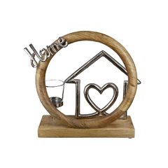 Θήκη Ρεσώ ArteLibre 'Home' Σπίτι Σε Κύκλο Φυσικό/Ασημί Ξύλο/Αλουμίνιο 9x27cm