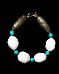 Βραχιόλι blue τουρκουάζ άσπρο ασήμι 925 sterling silver  SBTS151