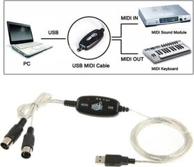 Midi Interface Usb to MIDI Keyboard Interface Μαύρο-thumb-2