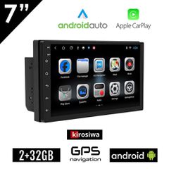 Kirosiwa Android οθόνη αυτοκινήτου 7" ιντσών 2+32GB με Bluetooth, WI-FI, Ελληνικό GPS πλοηγό, Apple Carplay και Android Auto (Wireless Playstore Youtube USB 2DIN ηχοσύστημα αφής 2GB Universal 4x60W)