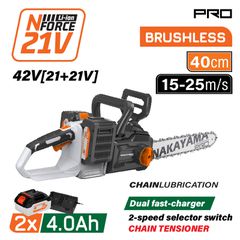 NAKAYAMA PRO EC1711X44 Αλυσοπρίονο Μπαταρίας 42V Li-Ion Brushless με 2x4Ah Μπαταρίες & Λάμα 40cm  ( 085294 )