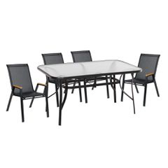 ΣΕΤ ΤΡΑΠΕΖΑΡΙΑΣ 5ΤΜΧ BRUNO HM10729.03 ΚΑΡΕΚΛΕΣ ΜΕΤΑΛΛΙΚΕΣ & ΤΡΑΠΕΖΙ 150x90εκ ΜΑΥΡΟ