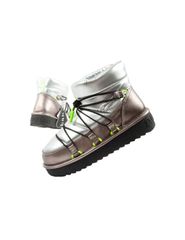 DFranklin women's snow boots winter fashionable insulated ankle boots silver
