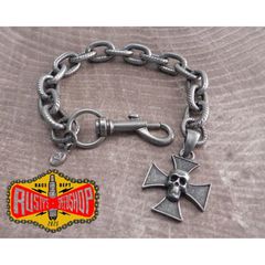 amigaz Biker Βραχιόλι Maltese Cross Skull – Steel-thumb-1