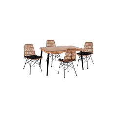 ΣΕΤ 5ΤΜΧ ALLEGRA WICKER ΜΕ ΤΡΑΠΕΖΙ 140X80Χ78Υ ΜΠΕΖ & ΜΑΥΡΟ ΧΡΩΜΑ HM10491
