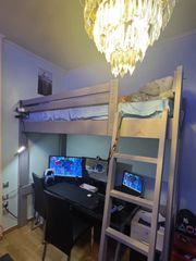 Υπερυψωμένο κρεβάτι loft Laro TILI μασίφ ξύλο + στρώμα