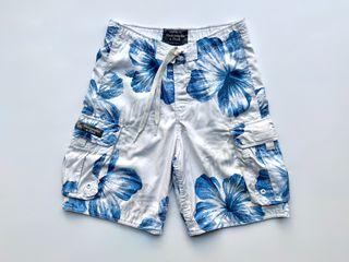 ABERCROMBIE & FITCH - Size S - Ανδρικό Μαγιό Bερμούδα - Λευκό με Μπλε Λουλούδια