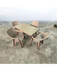 Σετ Τραπεζαρίας 5 Τεμαχίων Terra Queen Rattan Καπουτσίνο