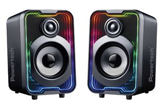 POWERTECH ηχεία PT-1575 με RGB φωτισμό, 2x 5W, Bluetooth & USB/USB-C, μαύρα