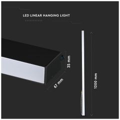 LED V-TAC Κρεμαστό Γραμμικό Φωτιστικό Μαύρο 40W SAMSUNG Chip Ψυχρό Λευκό 0600