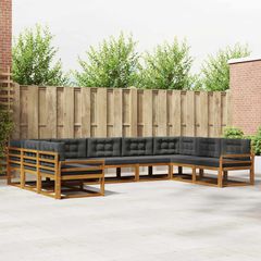 Σειρά Καναπέ Εξωτερικού με μαξιλάρι 9 pcs Φυσικό και Ανθρακί 3368170