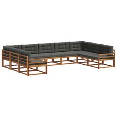 Σειρά Καναπέ Εξωτερικού με μαξιλάρι 9 pcs Φυσικό και Ανθρακί 3368170-thumb-1